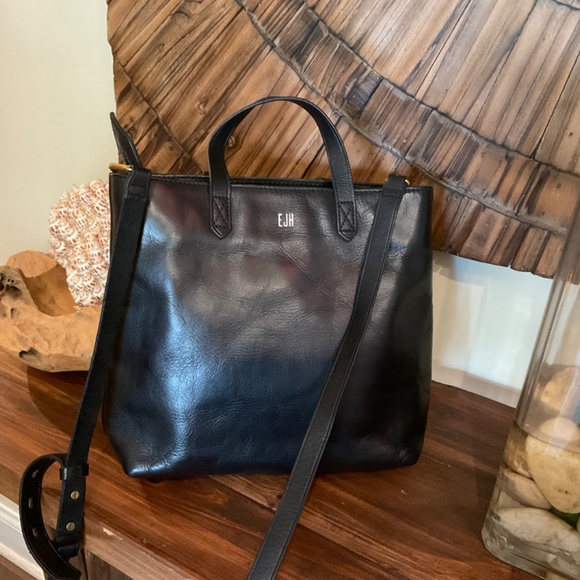 Madewell  Leather Small  Crossbody Tote, Color Black - Picture 7 of 11